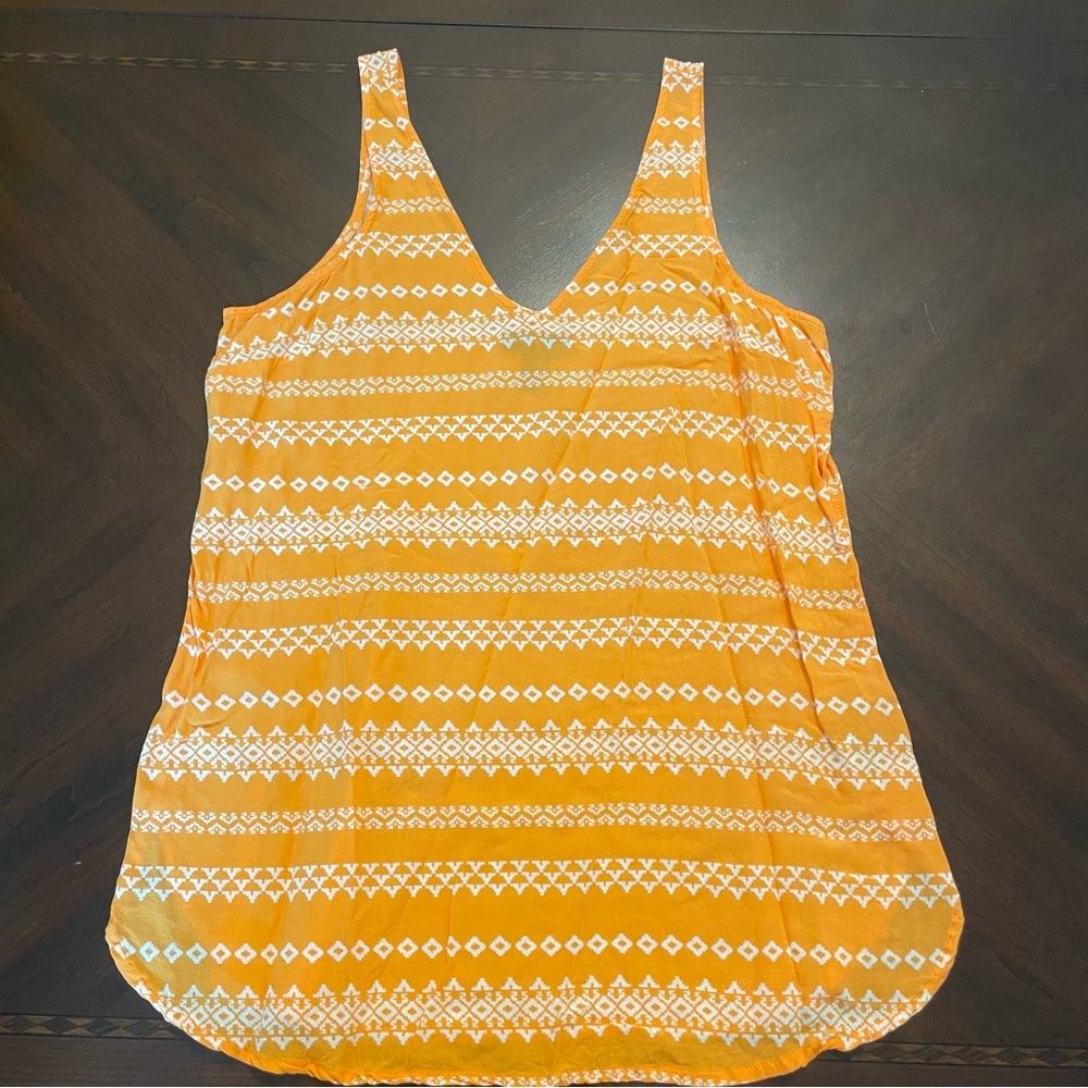 Gap Orange and White Tribal Pattern Tank Top